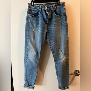 Levi’s 501 light blue jeans with distress